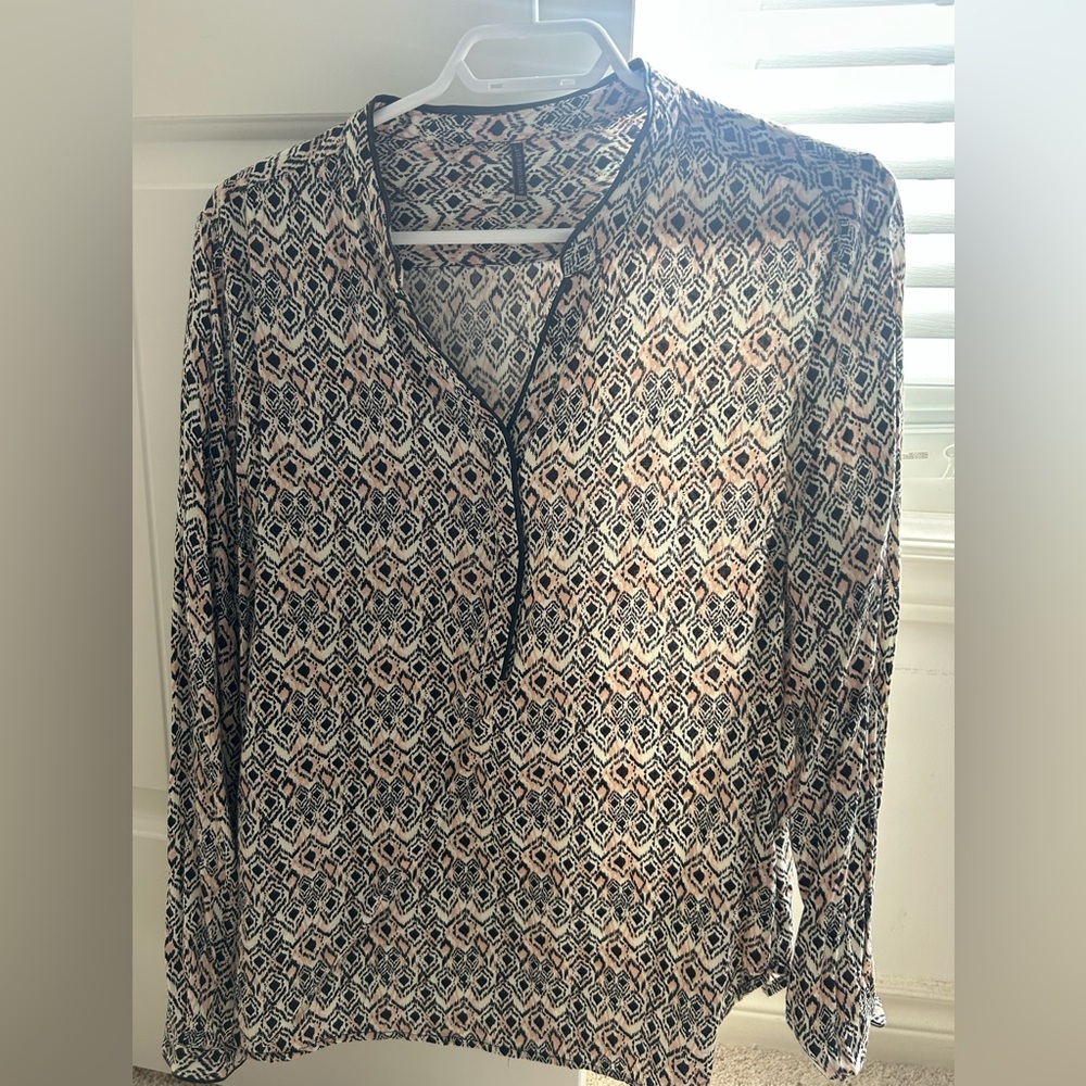 SoyaConcept Geometric Patterned Long Sleeve Blouse